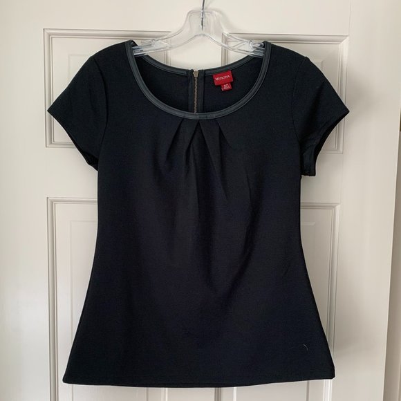 2/$20 Merona Top Black with Faux Leather Trim - Size Small - Picture 1 of 7
